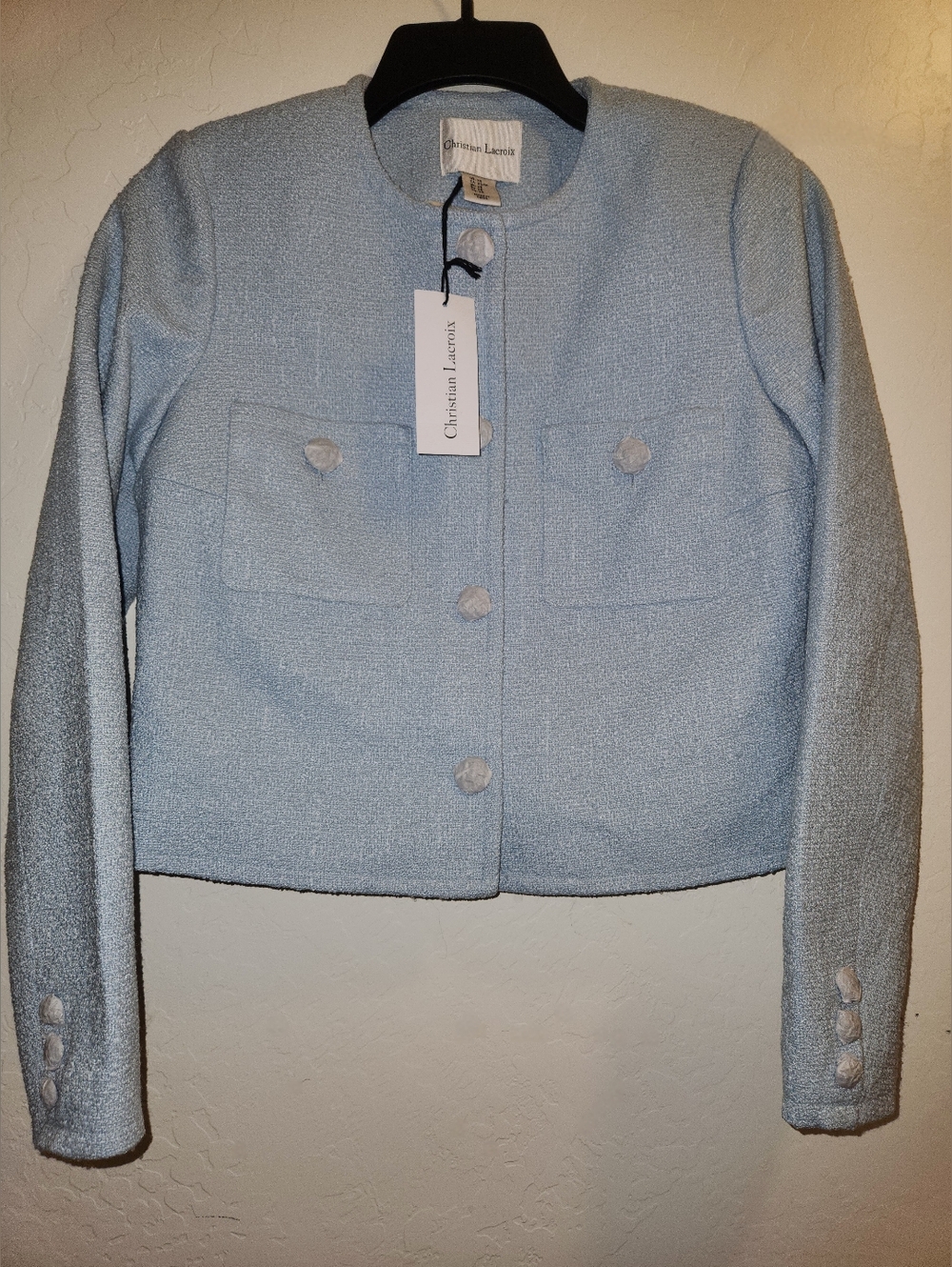 MSRP$325 NWT Christian Lacroix Tweed Bouclé Jacket Blazer Light Chanel Style - Picture 5 of 16